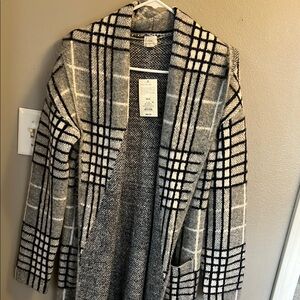 Plaid Open Front Cardigan Sweater